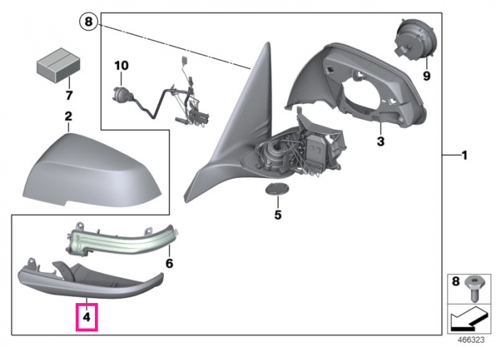 Ornament inferior carcasa oglinda laterala, stanga - BMW X2 F39, Z4 G29