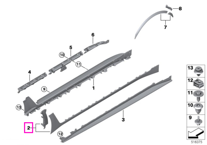 Prag superior stanga primerizat (pregatit pentru vopsire) - BMW Seria 4 G26 Gran Coupe, i4 G26 Gran Coupe