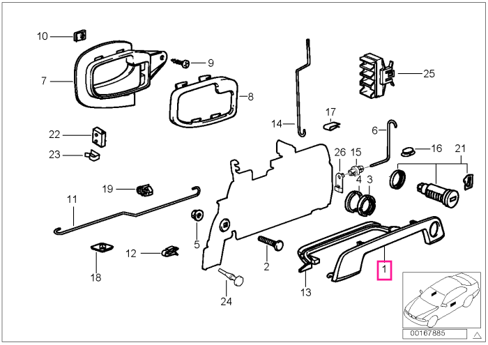 Ornament maner exterior usa stanga, crom - BMW Z3 E36