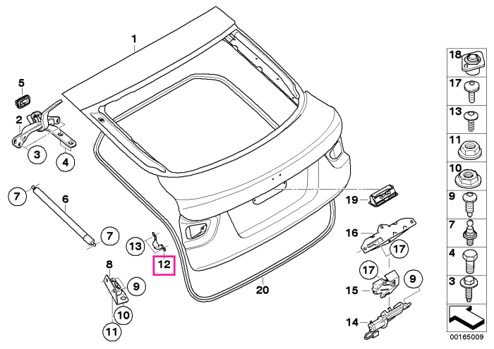 Ornament/Sustinere capota portbagaj, stanga - BMW X6 E71 E72