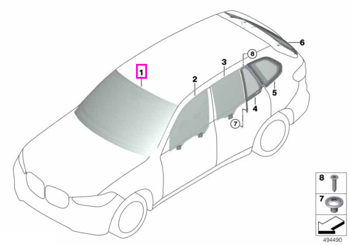  Parbriz tenta verde, pre-echipare senzori ploaie/lumina/ceata, ADCAM - BMW X6 G06 - fara asistenta