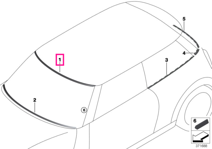 Ornament superior etansare parbriz - Mini F56, F66