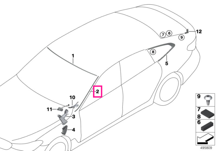 Ornament etansare parbriz, stanga - BMW Seria 6 G32 GT