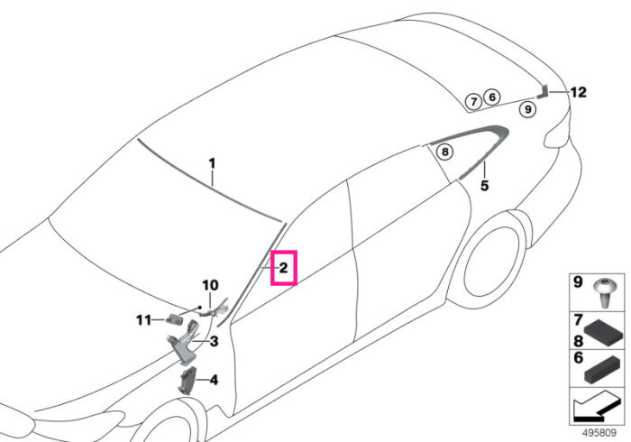  Ornament etansare parbriz, dreapta - BMW Seria 6 G32 GT	