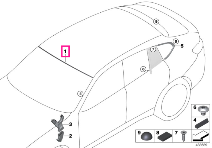 Ornament/Cheder superior, parbriz - BMW X4 G02 F98M