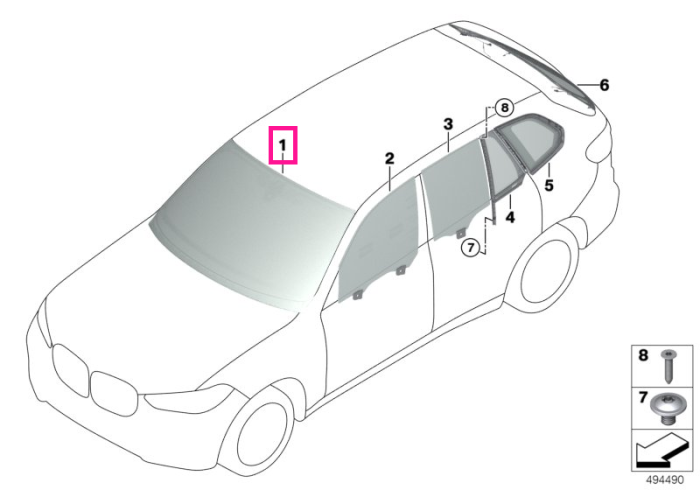 Parbriz tentă verde, pre-echipare senzor ploaie, CBDAS - BMW X5 G05, X7 G07