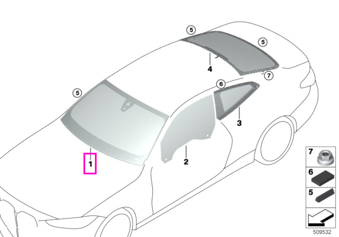 Parbriz tenta verde, preechipare senzori ploaie/lumina, anticondens (KAFAS) - BMW Seria 4 G22 G23 G82 G83 M4