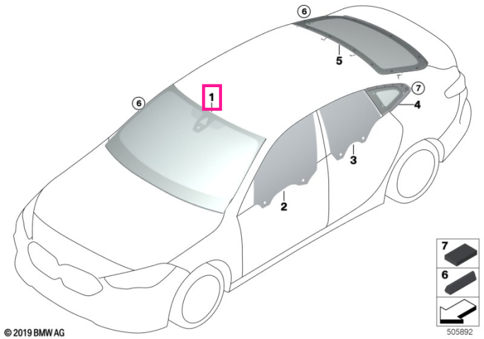 Parbriz tenta verde, preechipare senzori ploaie/lumina, anticondens, KAFAS/AKUSTIK - BMW Seria 2 F44 Gran Coupe