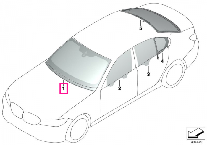 Parbriz tenta verde, preechipat senzori lumina/ploaie/condens (KAFAS/HUD) - BMW Seria 3 G20 G21 G28 G80M3 G81M3, i3 G28 BEV