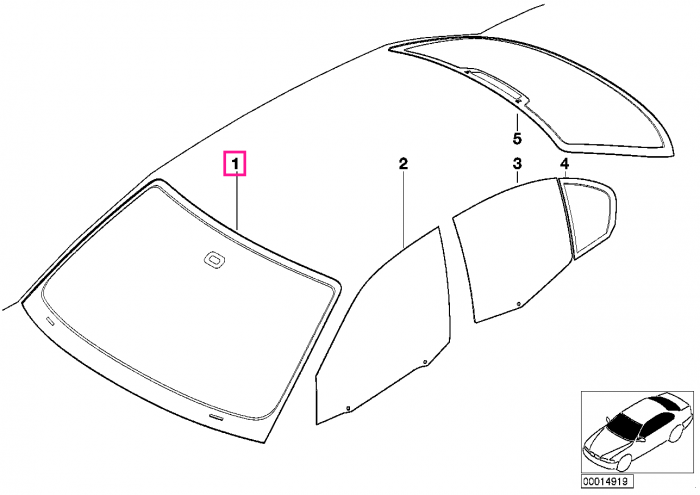 Parbriz tenta verde, cu parasolar - BMW Seria 3 E46