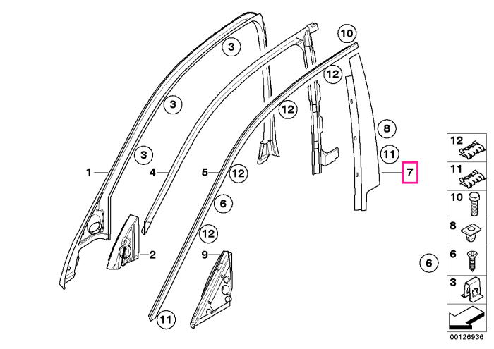 Ornament/Panou stalp B, usa fata, stanga - BMW Seria 5 E60 E61