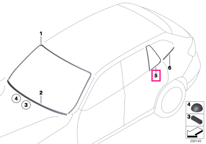 Ornament/Rama geam fix lateral, stanga - BMW X1 E84