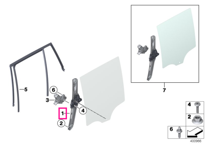 Macara geam spate, stanga - BMW X3 F25 (fara motor)