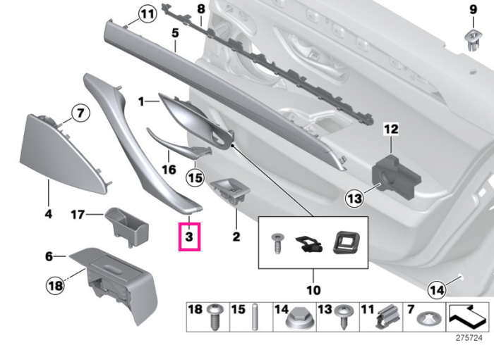  Maner usa dreapta, fata, Maro Scortisoara (Zimtbraun) - BMW Seria 5 F10 F11 F18	