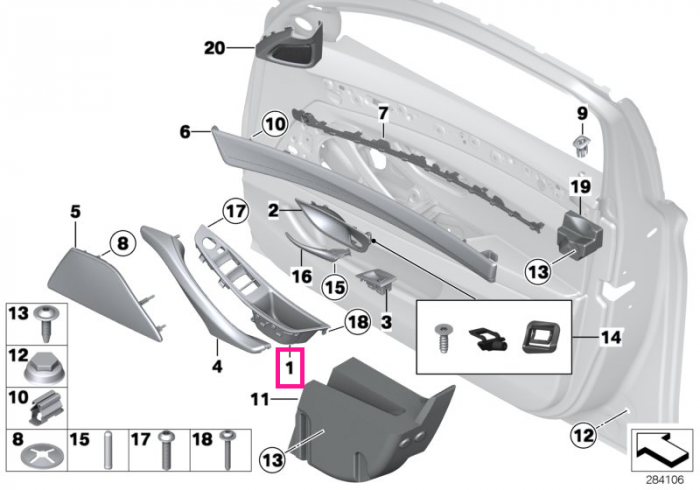 Maner interior usa stanga, fata - Bej (Oyster) - BMW Seria 5 F10 F11 F18