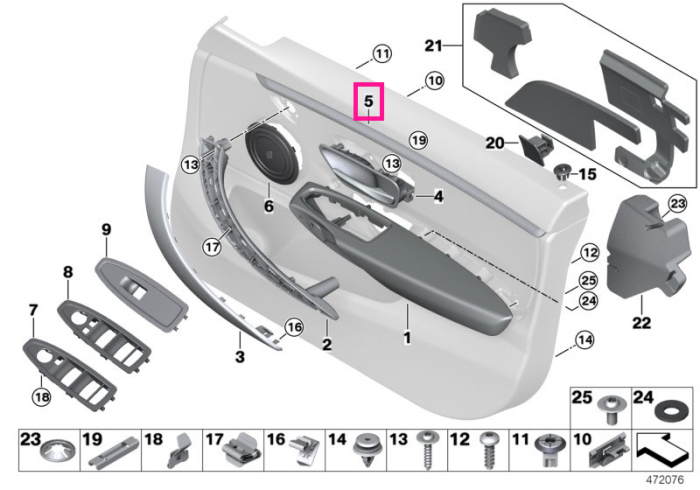 Ornament interior usa fata, stanga, crom perlat - BMW Seria 4 F36 Gran Coupe