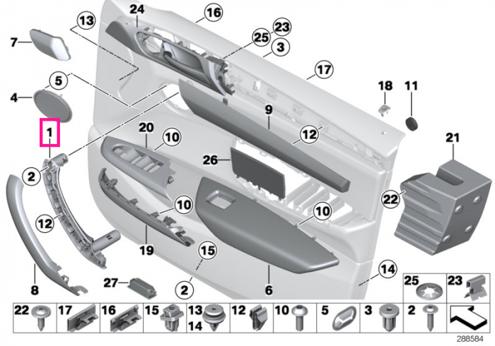 Maner interior inchidere usa fata, stanga, Bej (Beige) - BMW X3 F25, X4 F26