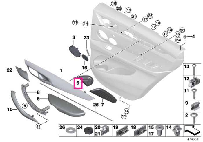 Insertie spuma, spatiu depozitare in usa spate, stanga - BMW X5 F15 F85 M