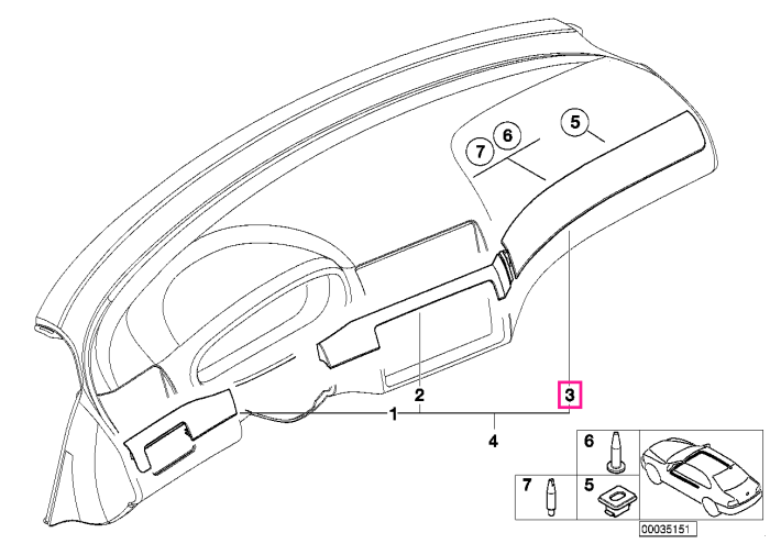  Ornament bord aluminiu, dreapta, I-Panel, Argintiu (Alu Shadow) - BMW Seria 3 E46	