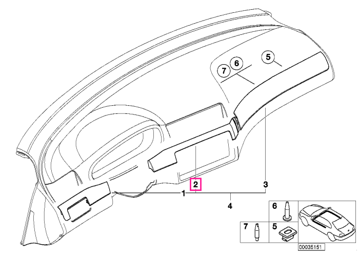  Ornament bord aluminiu, centru, I-Panel, Argintiu (Alu Shadow) - BMW Seria 3 E46