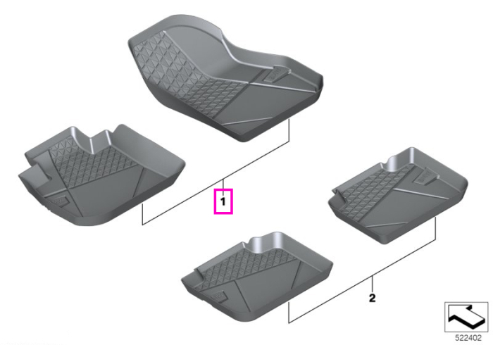 Set covorase fata, margine inalta - BMW X1 U11, X2 U10