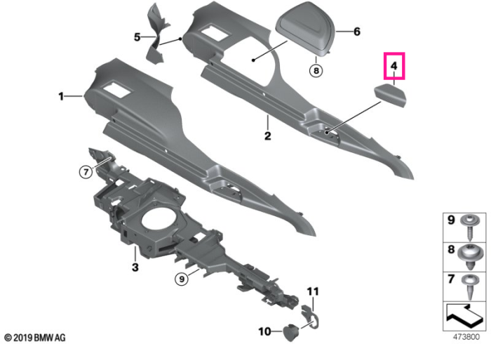 Ornament maner compartiment bagaje, stanga, Negru (Black) - BMW Seria 3 F34 GT