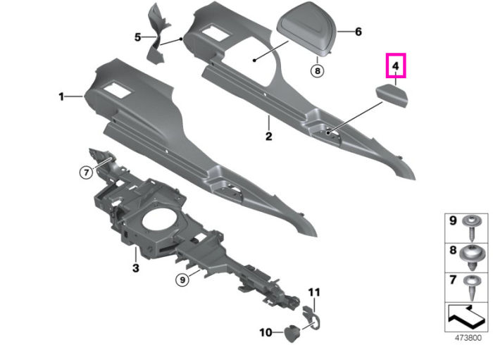  Ornament maner compartiment bagaje, dreapta, Negru (Black) - BMW Seria 3 F34 GT	