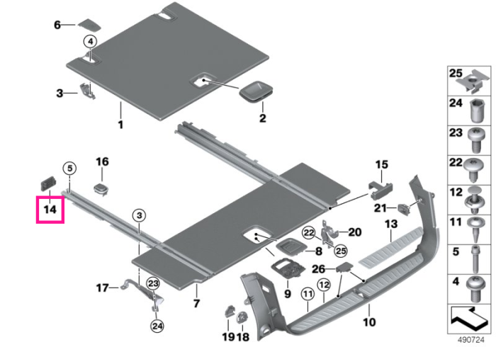  Capac sina ancorare, stanga, negru - BMW Seria 5 G31	