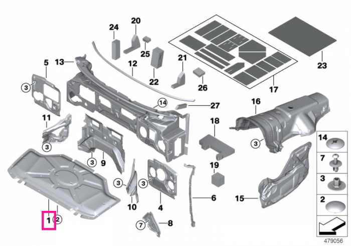 Izolatie fonica capota motor - BMW X5 F15 F85M, X6 F16 F86M