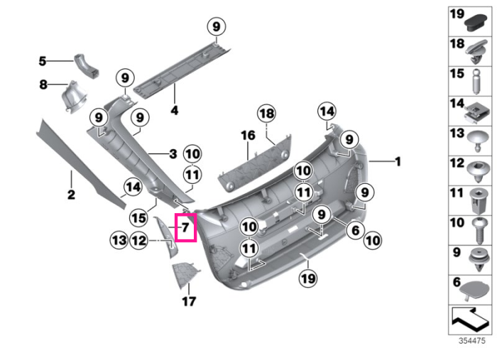 Ornament portbagaj scurgere apa, stanga - BMW Seria 3 F34 GT