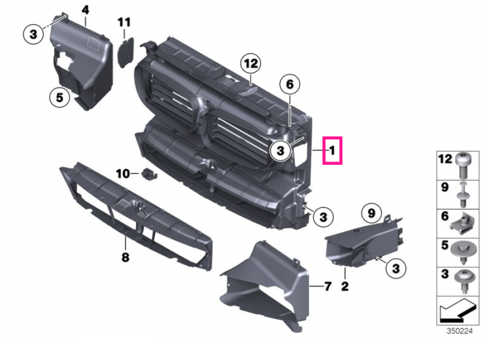 Canal aer fata BMW Seria 5 F10 LCI; F11 LCI