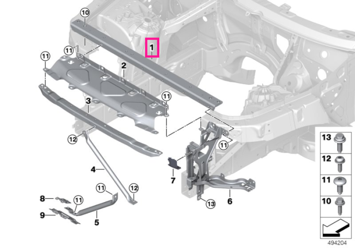 Conexiune/Suport superior radiator, in spate - BMW X5 G05 G18 F95 M, X6 G06 F96 M, X7 G07, XM G09