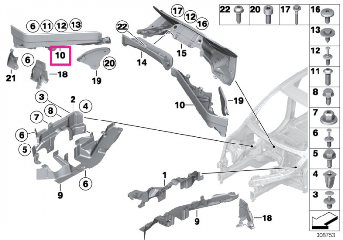 Element delimitare compartiment motor, stanga sus - BMW X5 E70, X6 E71 E72