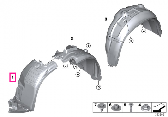 Carenaj/Protectie plastic aripa dreapta, fata - BMW X1 E84