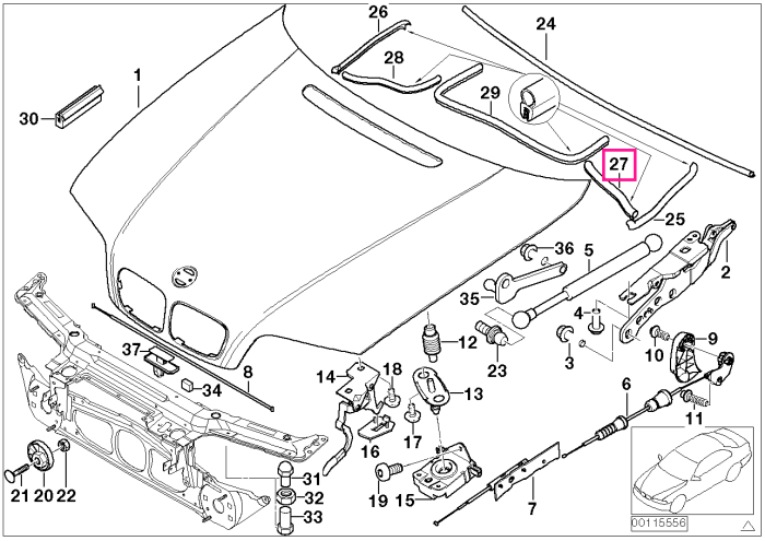 Garnitura etansare compartiment motor, stanga - BMW Seria 3 E46