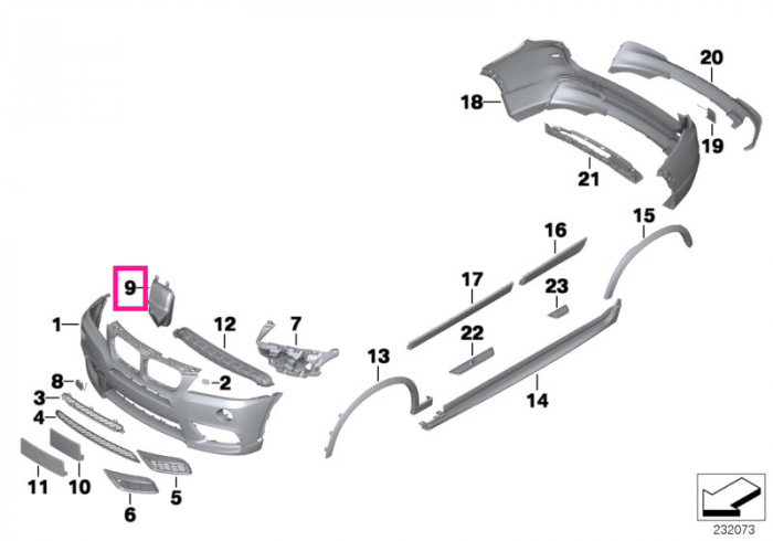 Canal aer radiator ulei, dreapta - BMW X3 F25, X4 F26