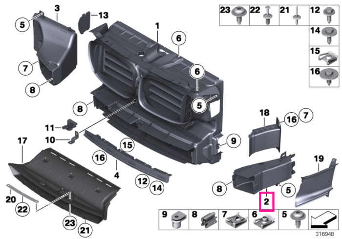  Canal aer ansamblu frana, stanga - BMW Seria 7 F01 LCI F02 LCI