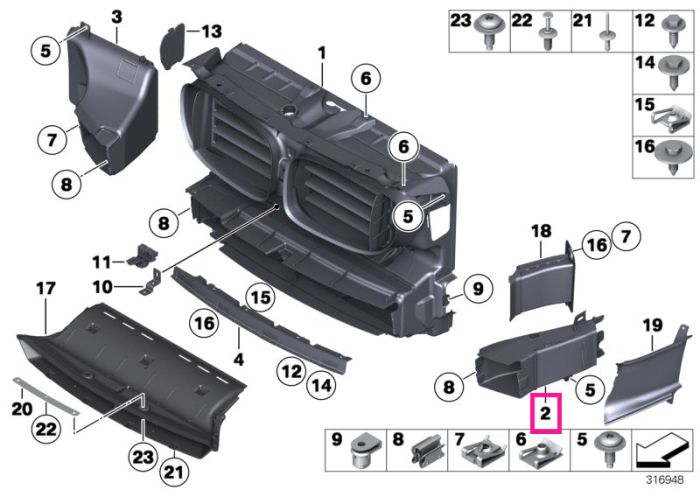  Canal aer ansamblu frana, dreapta - BMW Seria 7 F01 LCI F02 LCI	