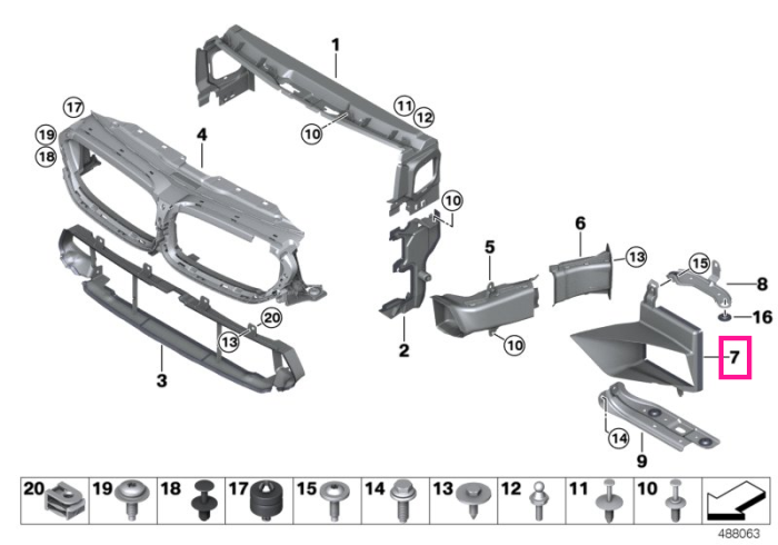 Canal aer radiator, fata, stanga, M - BMW Seria 5 F90 M5