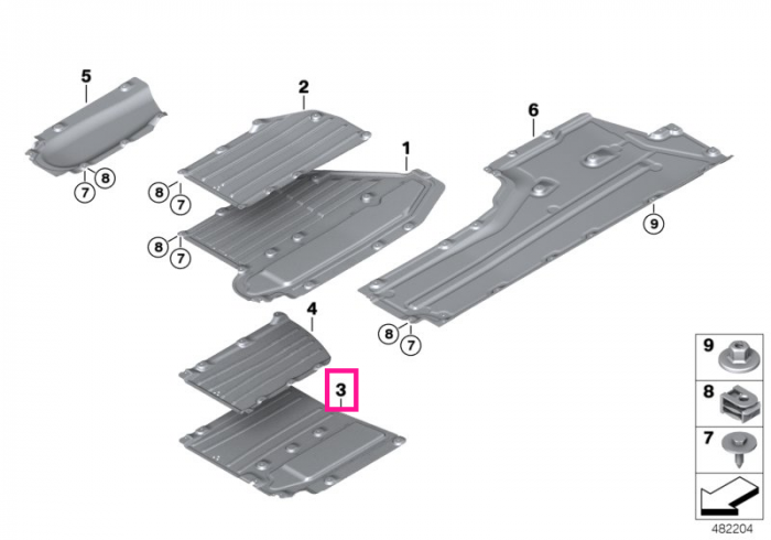 Element protectie sub podea, centru, AWD - BMW Seria 5 G30 G31 G38, Seria 6 G32, Seria 7 G11 G12, Seria 8 G14 G15 G16