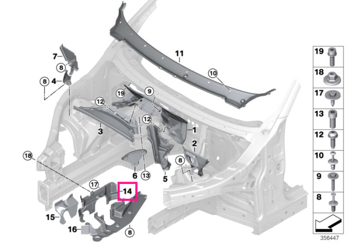 Protectie superioara, stanga, sistem directie - BMW X5 F15