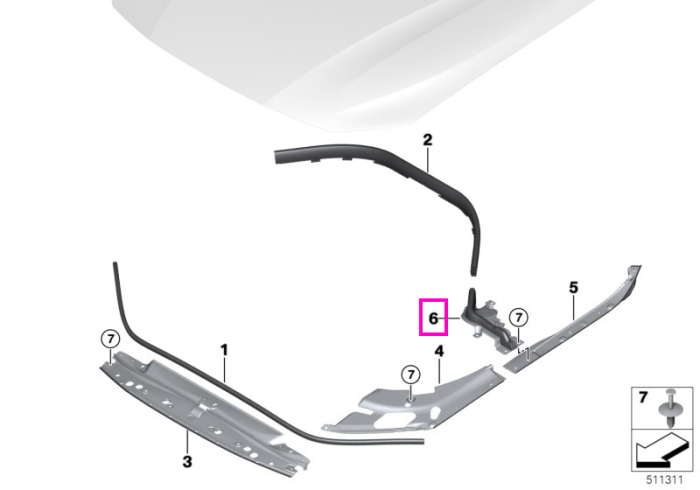 Garnitura capota motor, stanga - BMW Seria 4 G22 G23 G26, i4 G26