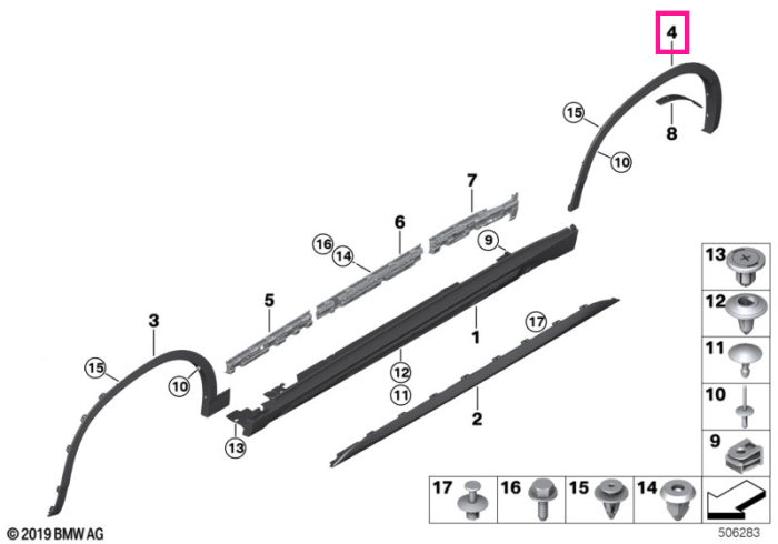 Ornament aripa, roata spate, stanga, primerizat, M - BMW X2 F39