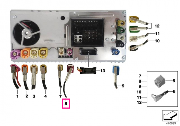 Cablu WLAN antena, L=2010mm - BMW Seria 1 F20 F21, Seria 2 F22 F23 F87 M2, Seria 3 F30 F31 F34 F35, Seria 4 F32 F33 F36 F82 F83 M4