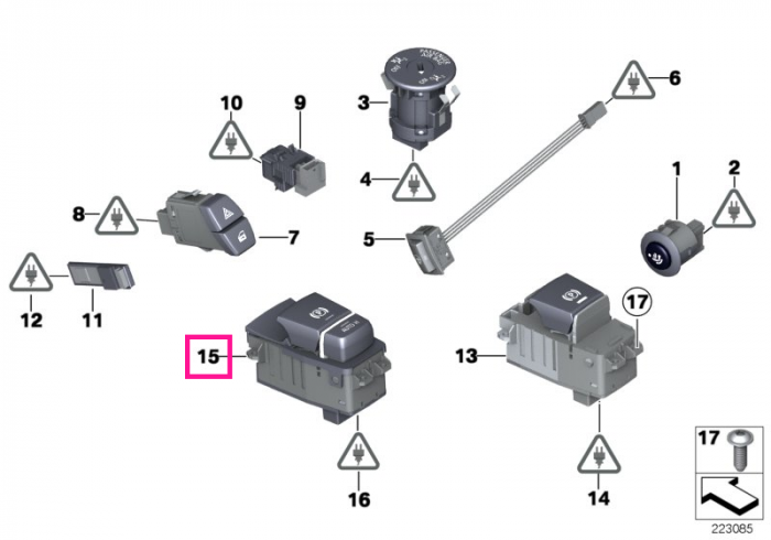  Comutator frana de parcare, functie Auto-Hold - BMW Seria 5 F10 F11 F18, Seria 6 F06 F12 F13, X3 F25, X4 F26