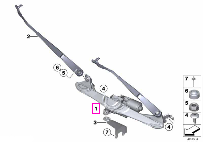 Sistem cuplare brate stergatoare parbriz, cu motor - X3 F25