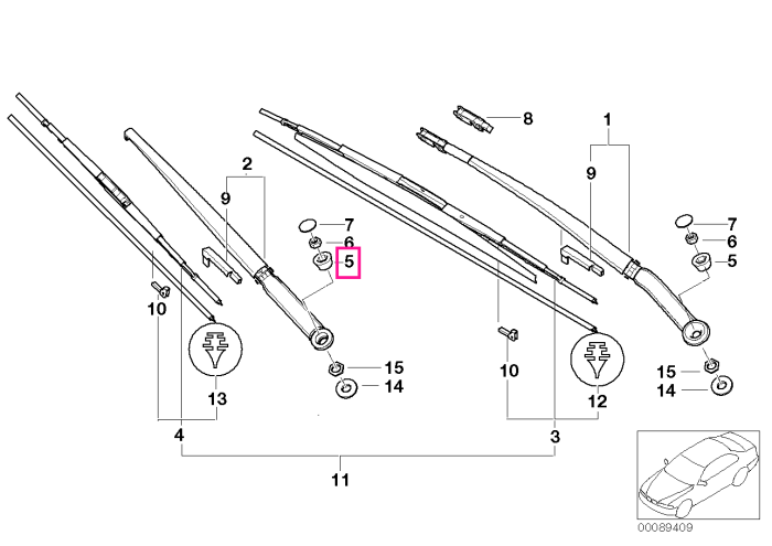 Clema/Element montaj brat stergator fata - BMW Seria 3 E46, Seria 7 E65 E66, X3 E83