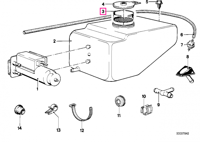 Filtru spritiera lichid parbriz - BMW Seria 3 E21 E30 E36 E46, Seria 5 E12 E28 E34 E39, Seria 6 E24, Seria 7 E23 E32, Seria 8 E31, X5 E53, Z1 E30, Z3 E36, Z4 E85 E86, Z8 E52