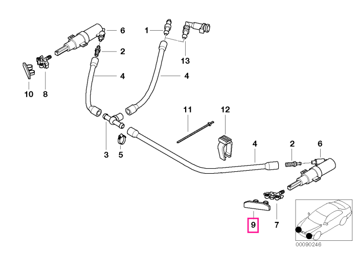 Capac ornament spalator far stanga, primerizat - BMW Seria 3 E46