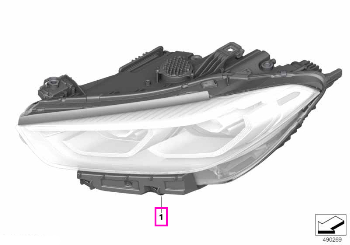 Far LED, AHL, stanga - BMW Seria 8 G14 G15 G16 F91 F92 F93 M8 - cu optiune "faruri adaptive"